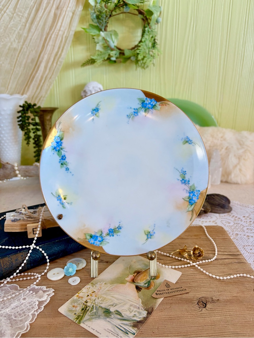 Vintage Porcelain Floral Plate 🩵 Unique Home Decor / Gift / Antique